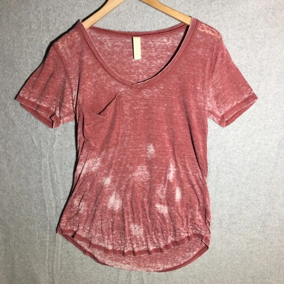 Womens Altar’d State Shirt V Neck Distressed Tie Dye Pocket Thin Summer Spring - Picture 1 of 6